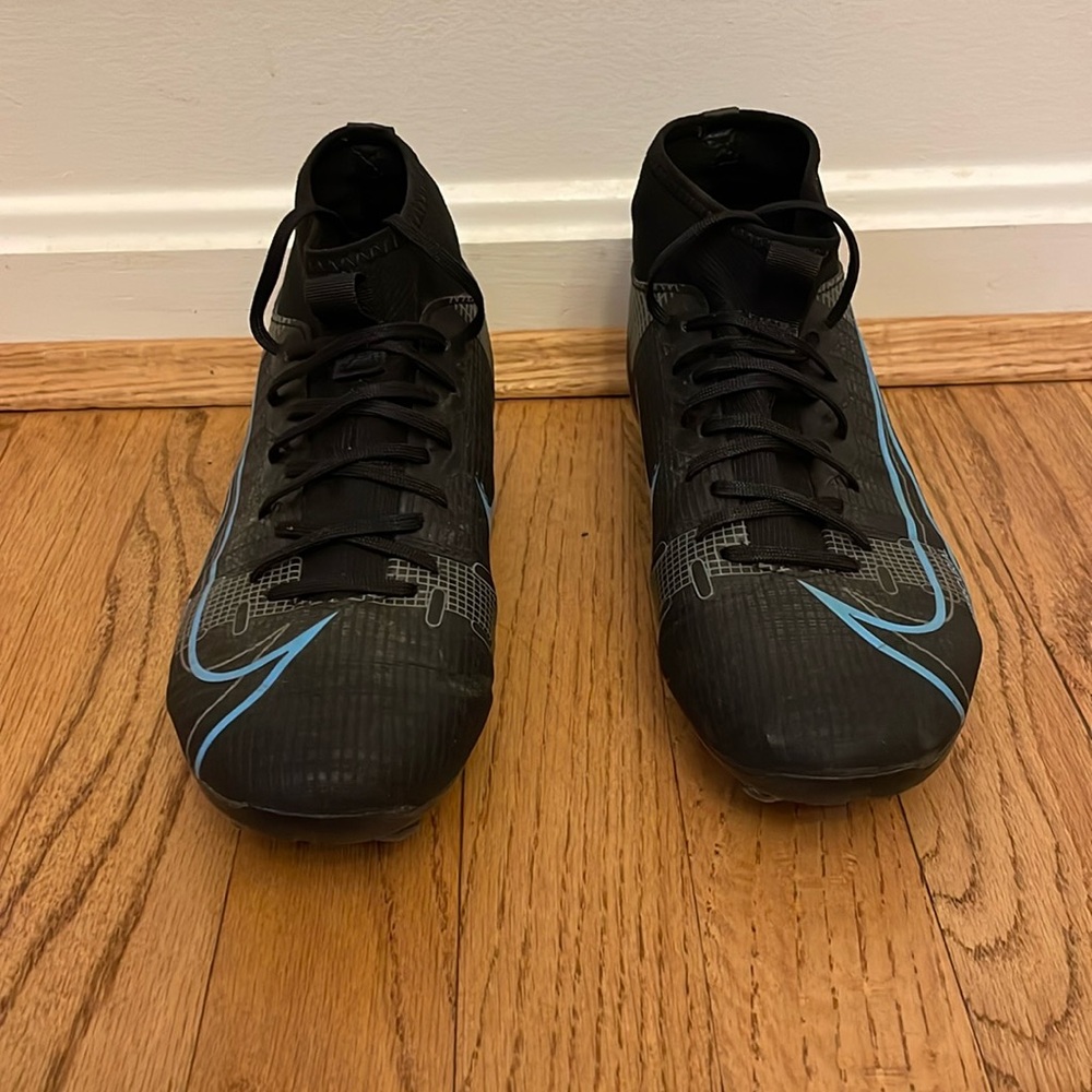 Nike Black and Blue Mercurial super fly 8 soccer boots